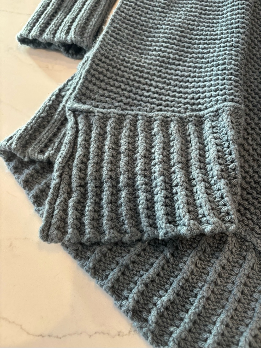 Angel Of The North Slate Blue Ruffled Open-Front Cardigan CT - Picture 5 of 11